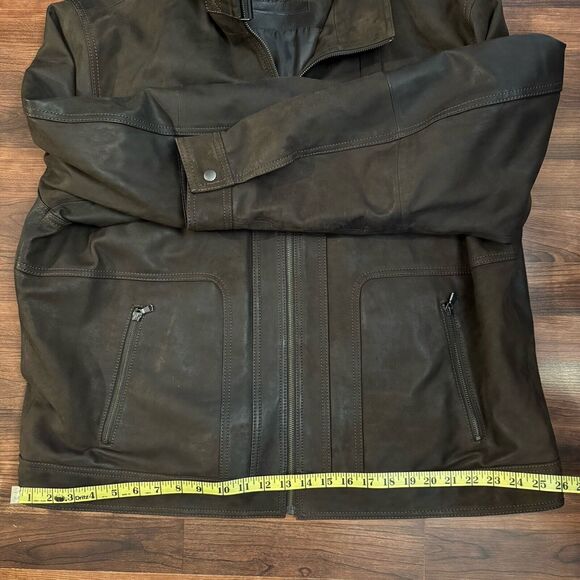 Roundtree & Yorke Brown Leather Jacket XXL Lamb Skin Pockets Zip Front Y2K Dress - Picture 9 of 13